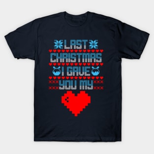 Funny 80's Heart Pixel Art Inspired Ugly Christmas Sweater T-Shirt